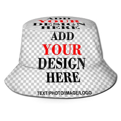 Custom Bucket Sun Hats for Women or Men, Personalized Your Name or Picture Breathable Foldable Fisherman's Caps, DIY Sun Protection Hat for Summer Beach Outdoor Traveling Black
