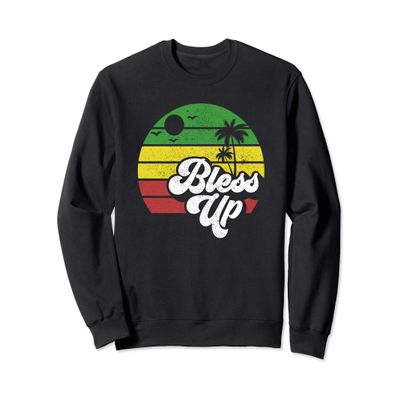 Bless Up Jamaica Rasta Roots Rock Reggae Jamaican Retro Gift Sweatshirt