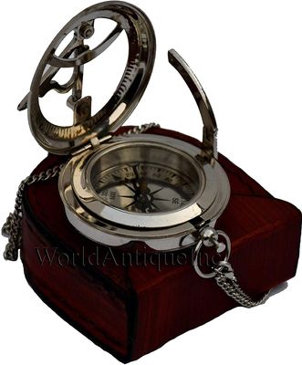 Personalized Brass Sundial Compass - Engraved, Antique Finish - Corrosion Resistant - 3 Inch - Dad Gift