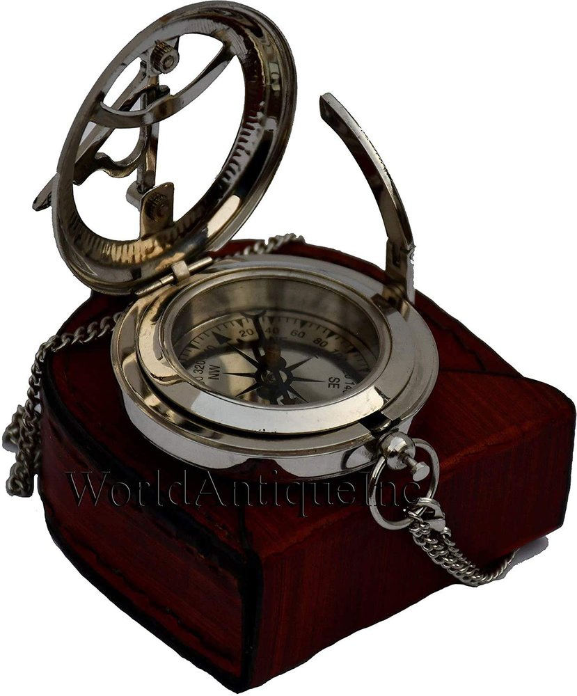 Personalized Brass Sundial Compass - Engraved, Antique Finish - Corrosion Resistant - 3 Inch - Dad Gift
