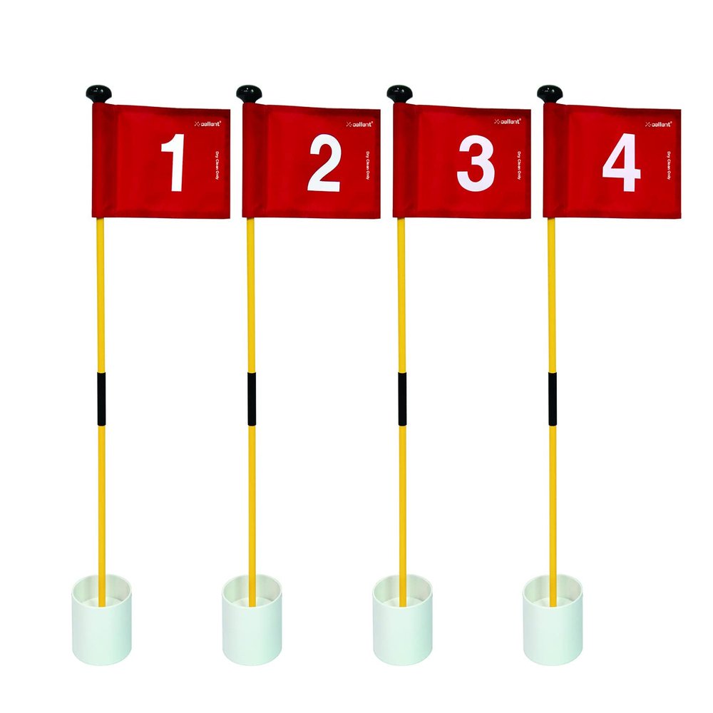 XCELLENT Mini Golf Putting Green Flag and Hole Cup for Yard Practice Set, Golf Pin Flag Hole Cup Set, Portable 2-Section Fiberglass Golf Flag Sticks, Gifts Idea,4 Pack (4Pack Red #1,2,3,4)