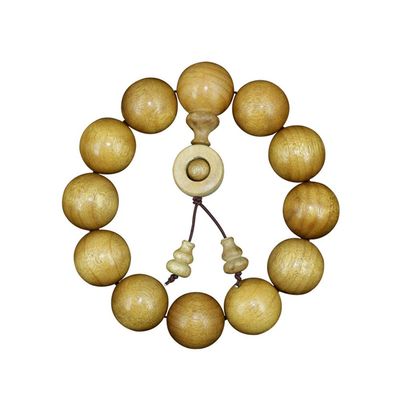 JAJAFOOK Unisex Golden Silk Nanmu Buddha Bead Bracelet Wooden Rosary Buddhist Prayer Meditation Bracelet