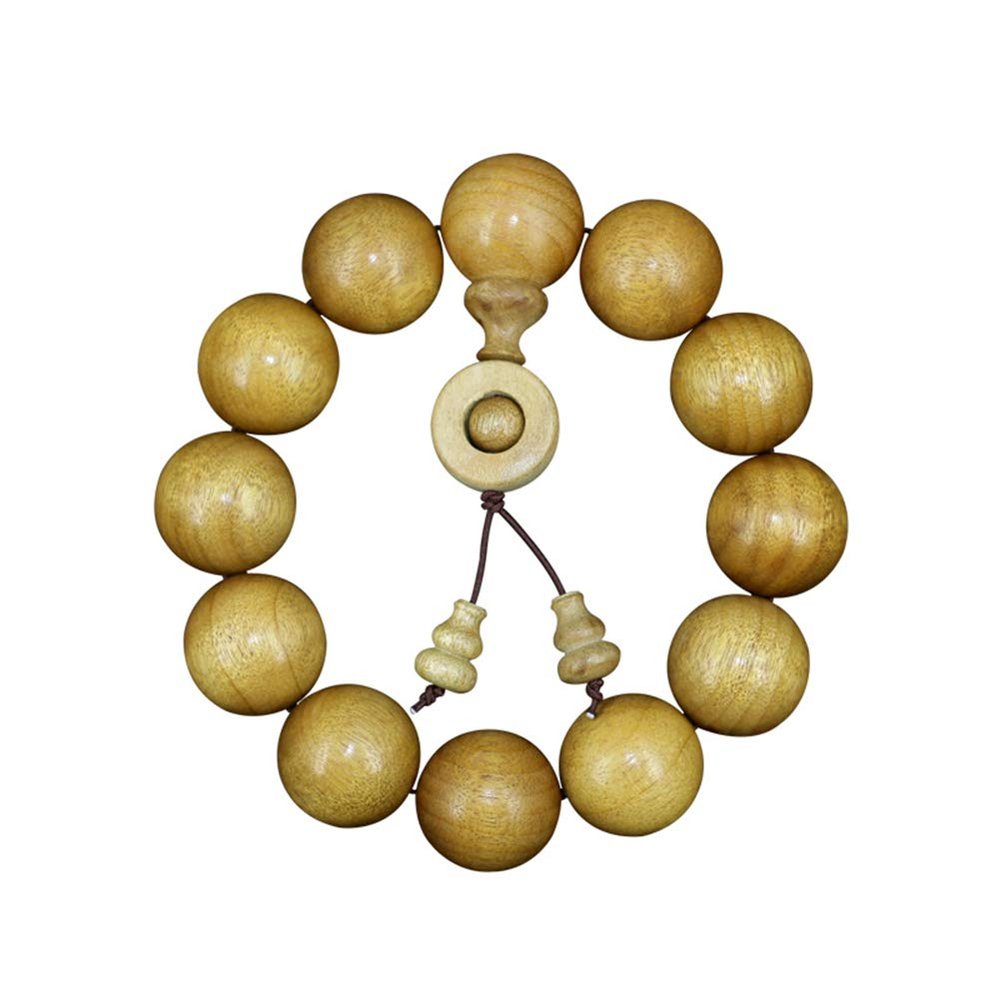 JAJAFOOK Unisex Golden Silk Nanmu Buddha Bead Bracelet Wooden Rosary Buddhist Prayer Meditation Bracelet