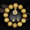 JAJAFOOK Unisex Golden Silk Nanmu Buddha Bead Bracelet Wooden Rosary Buddhist Prayer Meditation Bracelet view 2