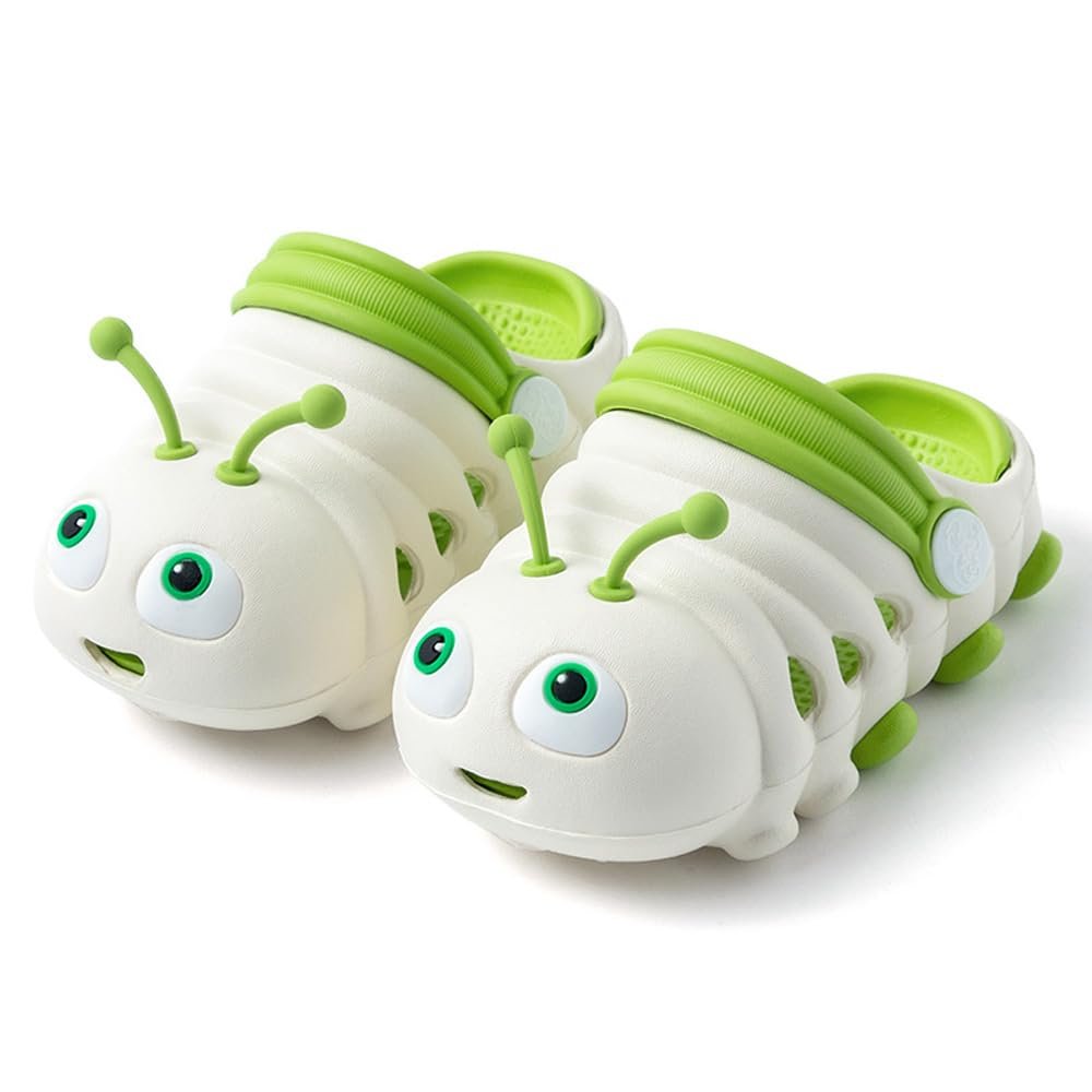 JUXI Toddler Clogs Girls Boys Clogs Garden Shoes EVA Lightweight Summer Slipper Cartoon Slides Baby Comfort Sandals (White,8)