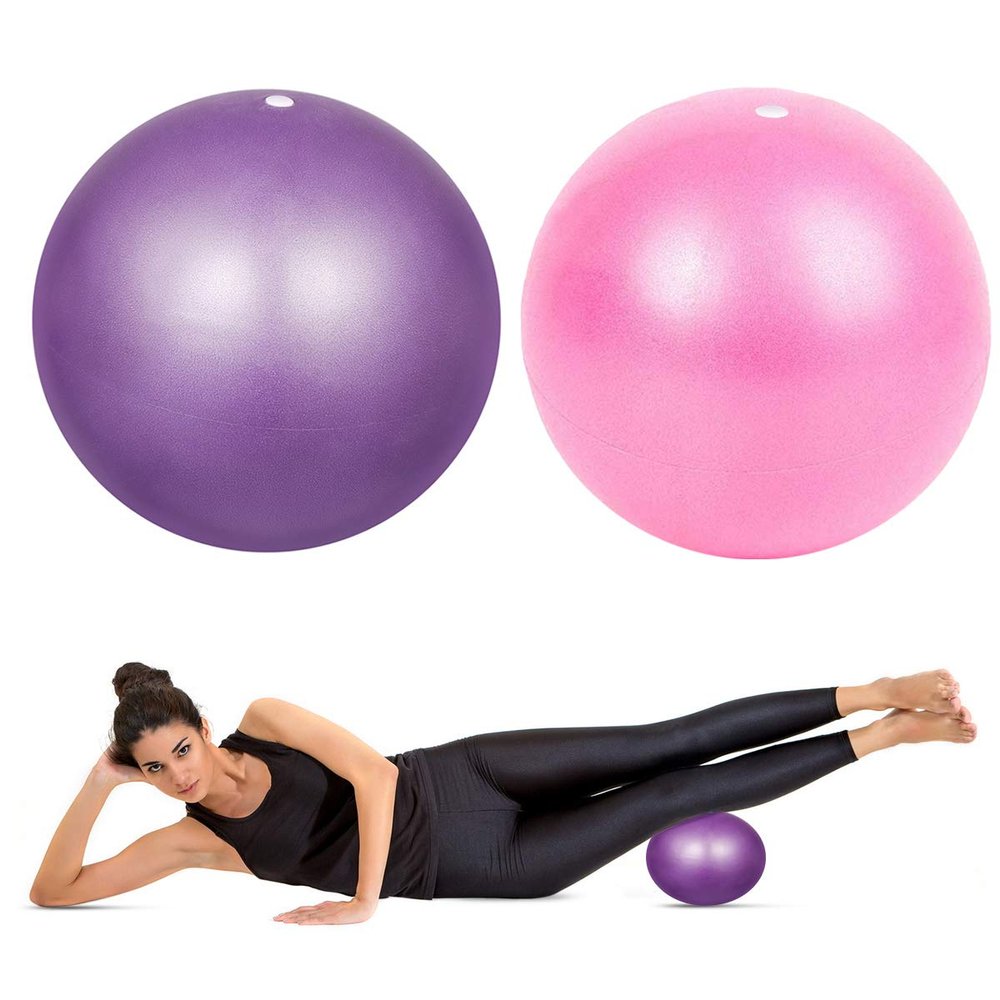 Doryum 2 pcs Soft Pilates Balls 9 inch / 23 cm Exercise Balance Ball Gym Fitness Ball Perfect for Pilates,Yoga, Core Training and Physical Therapy - Pink & Purple (Pink + Blue)