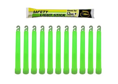 12 Industrial Grade Glow Sticks/ 6 inches Ultra Bright Light Sticks Emergency Light Sticks for Camping Accessories, Hurricane Supplies,Earthquake, Survival Kit and More - Lasts Over 12 Hours (Green)
