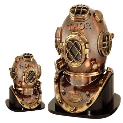 Antique Style Scuba Divers Helmet Collectible Design Us Navy W/Base 18" Rustic Vintage Home Decor Gifts