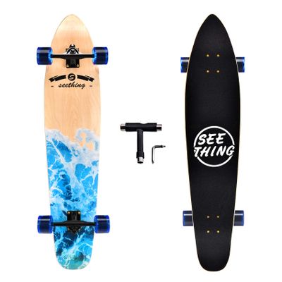 42 Inch Longboard Skateboard Complete Cruiser,The Original Artisan Maple Skateboard Cruiser for Cruising, Carving, Free-Style and DownhillSea Wave