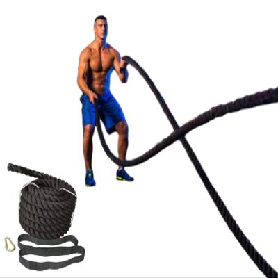 5 Star TD Battle Rope, 1.5 Diameter Poly Dacron 40 FT Length Exercise Equipment Home Gym & Outdoor Strength Training Cardio Workout Fitness, Battle Rope Anchor and Durable Protective Sleeve