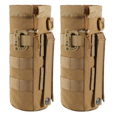 2 Pack Tactical Molle Gear Pouches, Military Back Pouch, Molle Attachments Waterproof Small Utility Pouch (Tan)