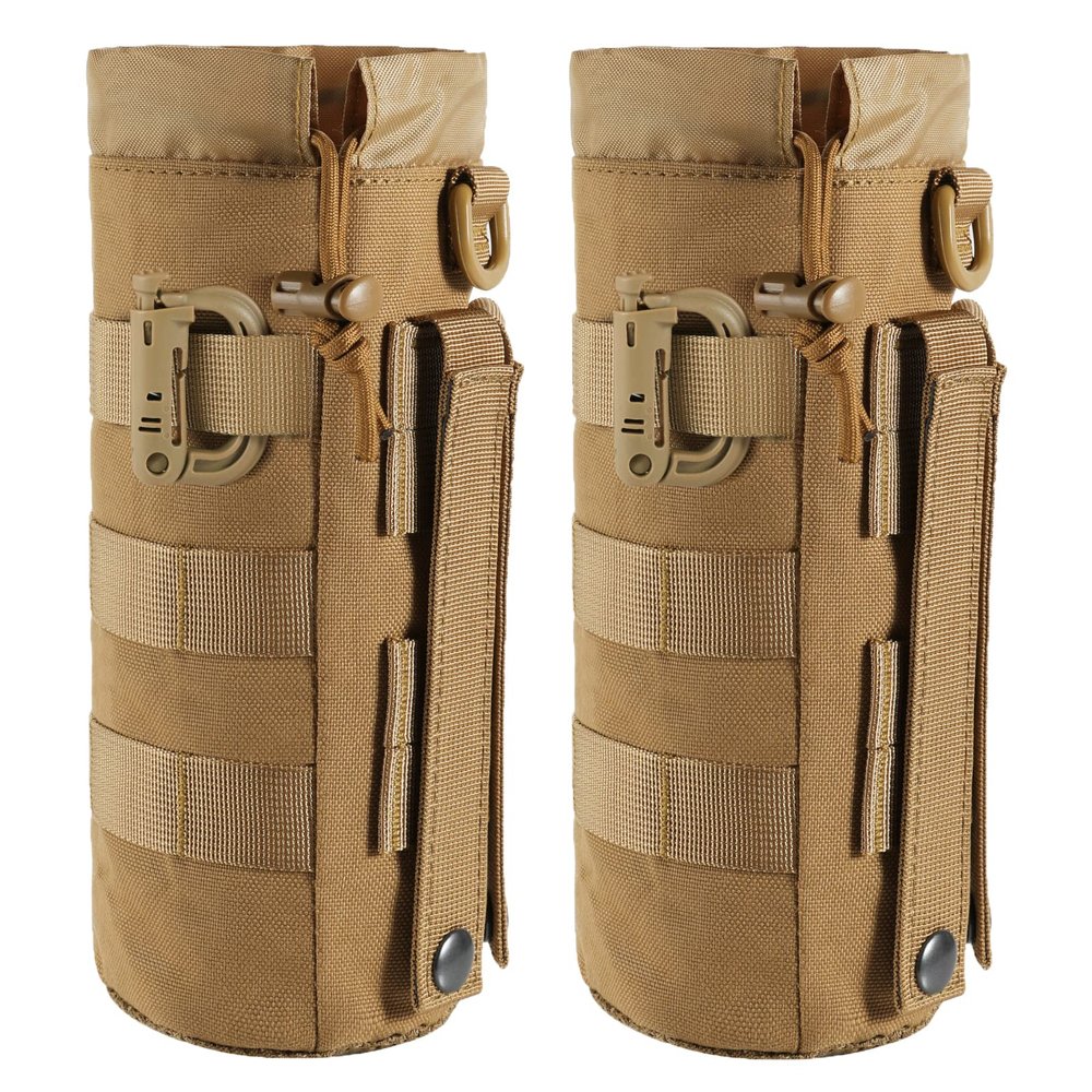 2 Pack Tactical Molle Gear Pouches, Military Back Pouch, Molle Attachments Waterproof Small Utility Pouch (Tan)