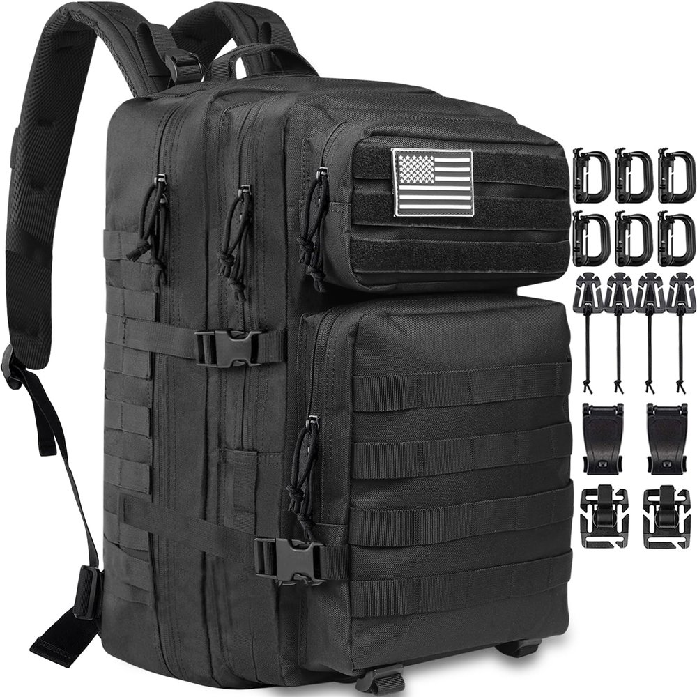 Createy Military Tactical Backpack, Large Army 3 Day Assault Pack 45L Molle Bag Rucksack Bug Out Bag Daypacks with Molle System for Camping Hunting Hiking Traveling