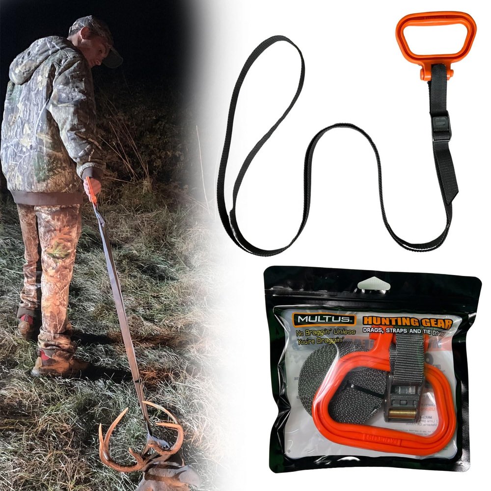 MULTUS Sportsman Deer Drag & Tie Down Strap 2-in-1 Hunting Drag Rope & Gear Hauler | Heavy Duty Hunting Accessory for Men | Unique Hunting Gift & Outdoor Essential