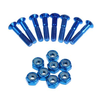 8pcs Carbon Steel Replace Skateboard Truck Hardware Set Longboard Screw Nut, Blue