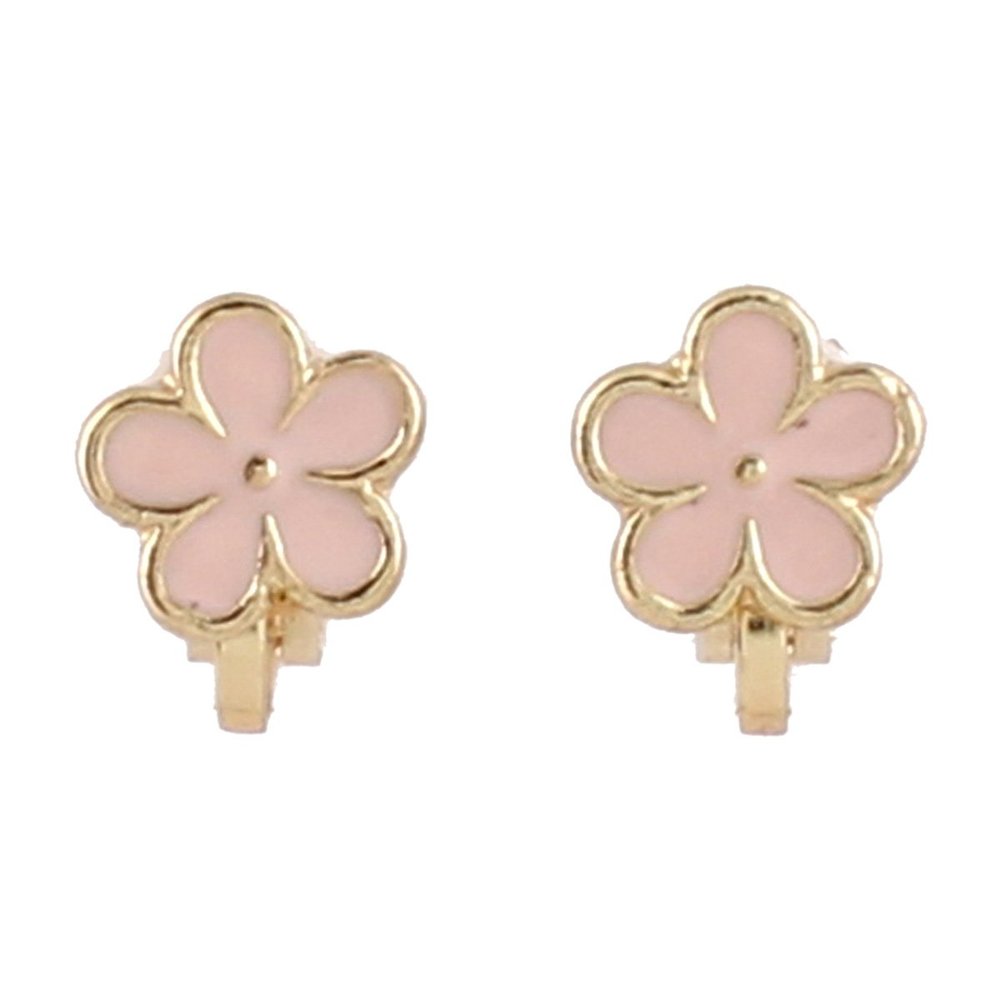 Fashion Cute Small Flower Cartoon Clip on Earrings Non Piercing for Women Charm Ear Clip (XHEJ259-Pink flower)
