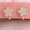 Fashion Cute Small Flower Cartoon Clip on Earrings Non Piercing for Women Charm Ear Clip (XHEJ259-Pink flower) view 4