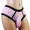 aishani Sissy Pouch Panties Men's Hipster Lace Bikini Briefs Lingerie Underwear,X-L Pink view 2