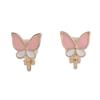 Fashion Cute Small Butterfly Enamel Cartoon Clip on Earrings Non Piercing for Women Charm Ear Clip (XHEJ259-Pink butterfly) view 1