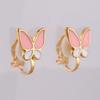 Fashion Cute Small Butterfly Enamel Cartoon Clip on Earrings Non Piercing for Women Charm Ear Clip (XHEJ259-Pink butterfly) view 4