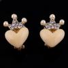 Fashion Cute Small Clover Bowknot Flower Cartoon Clip on Earrings Non Piercing for Women Charm Ear Clip (XHEJ259-Heart crown) view 4