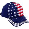 oaesc Patriotic American Flag Baseball Cap USA Bling Sparkle Hat for Women 4th July Summer Sun Cap Blue view 4