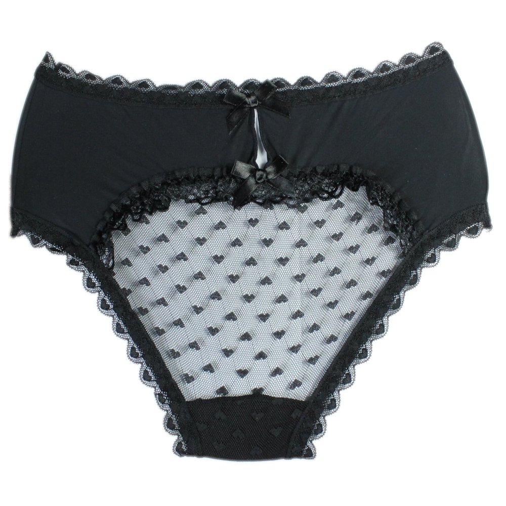 aishani Sissy Pouch Panties Men's Hipster Lace Bikini Briefs Lingerie Underwear3X-L Black