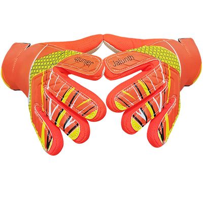 Jalunth Kids Youth Soccer Goalkeeper Goalie Gloves Boys Girls Goal Keeper Field Player Glove Ages 9-10 Years Old Anti-Slip Latex Palm Soft Pu Hand Back Size 7 Orange