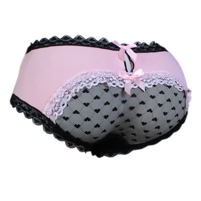 aishani Sissy Pouch Panties Men's Hipster Lace Bikini Briefs Lingerie Underwear,3X-L Pink