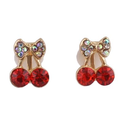 Fashion Cute Small Cherry Cartoon Clip on Earrings Non Piercing for Women Charm Ear Clip (XHEJ259-Cherry)