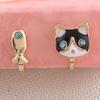 Fashion Cute Small Cartoon Fish Cat Shape Clip on Earrings Non Piercing for Women Charm Ear Clip (XHEJ259-Cat fish) view 3