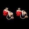 Fashion Cute Small Clover Bowknot Flower Cartoon Clip on Earrings Non Piercing for Women Charm Ear Clip (XHEJ259-Short strawberry) view 2