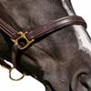 Saddlesworld Triple Stitched Brown Leather COB Size Horse Halter | Handcrafted Halter for Horses | Features a Rolled Throat with Snaps | Comes with Brass Look Hardware view 2