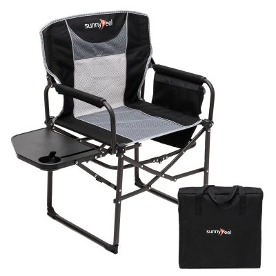 SUNNYFEEL Oversized Camping Directors Chair, Portable Folding Lawn Chairs for Adults Heavy Duty with Side Table,Pocket for Beach, Fishing,Picnic,Concert,TailgatingOutdoor Foldable Camp Chair
