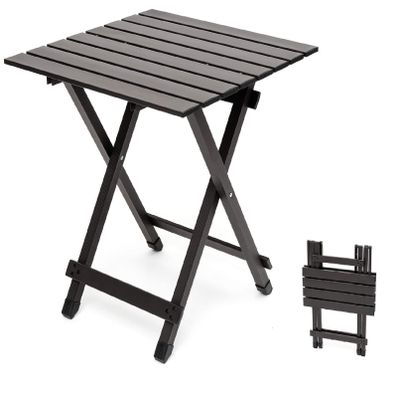 SUNNYFEEL Folding Camping Table - Lightweight Aluminum Portable Picnic Table, 18.5x18.5x24.5 Inch for Cooking, Beach, Hiking, Travel, Fishing, BBQ, Indoor Outdoor Small Foldable Camp Tables
