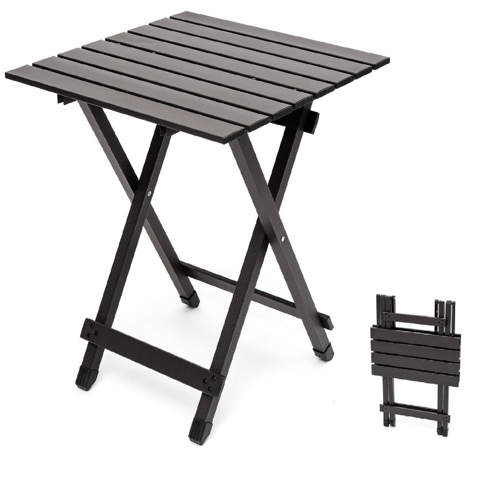 SUNNYFEEL Folding Camping Table - Lightweight Aluminum Portable Picnic Table, 18.5x18.5x24.5 Inch for Cooking, Beach, Hiking, Travel, Fishing, BBQ, Indoor Outdoor Small Foldable Camp Tables