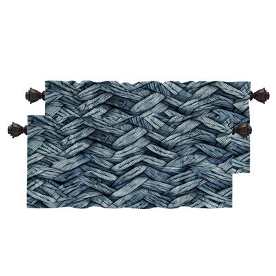 BaoNews Abstract Blue Kitchen Valances Window Curtain, Blue Creative Abstract Folk Dyed Herringbone Navy Effect Blackout Decoration Window Valances Curtains Drapes Bedroom, 52 X 18 Inch Set of 2