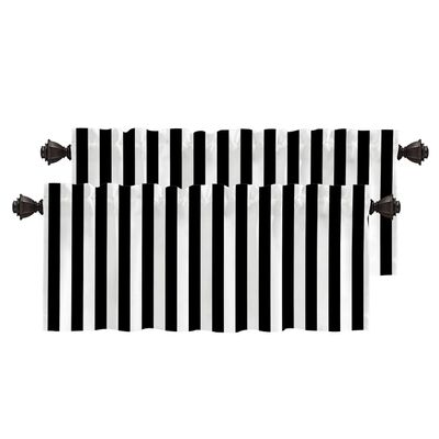 BaoNews Simple Striped Kitchen Valances Window Curtain, Black White Zebra Stripe Pattern Modern Blackout Decoration Small Window Valances Curtains Drapes for Kitchen Bedroom, 52 X 18 Inch Set of 2