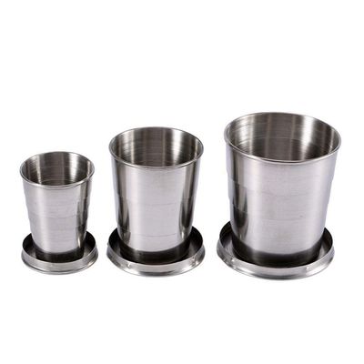 Magik 3-6 Pack Stainless Steel Portable Camping Hiking Sports Compact Travel Folding Collapsible Cups (3, S+M+L(1 Each))