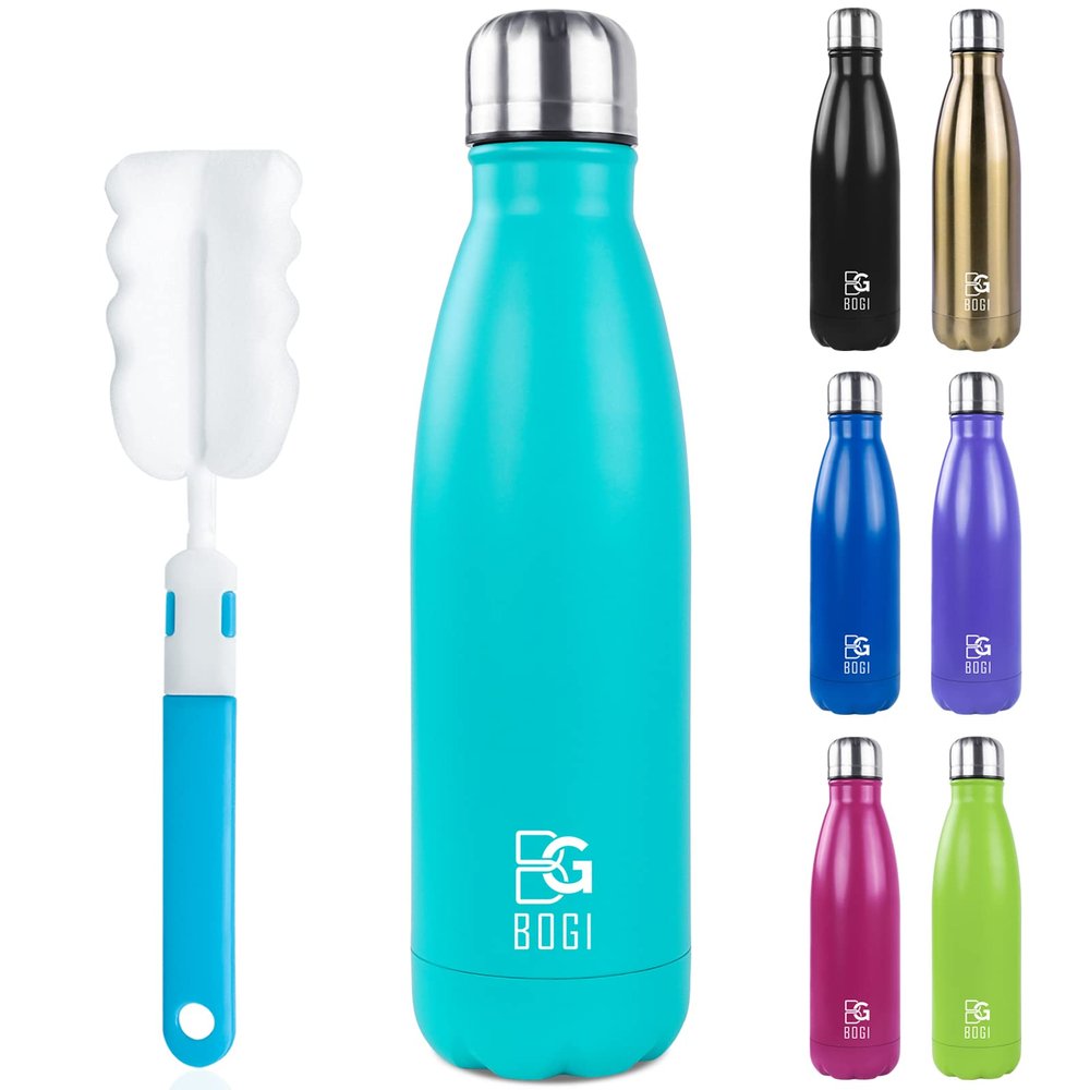 BOGI 25oz Insulated Water Bottle Double Wall Vacuum Stainless Steel Water Bottles, Leak Proof Metal Sports Water Bottle Keeps Drink Hot and Cold - Perfect for Outdoor Sports Camping Biking (Mint)