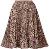 Womens Skirt Leopard Print Midi Long Shirring Skirts High Waisted A Line Skirtss Yellow M view 1