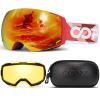 COPOZZ Polarized Ski Goggles Set, M1 Magnetic Snowboard OTG UV400 Skiing Goggles  (Red Lens Red Frame VLT-16.1%) view 1