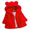 Baby Little Girls Winter Fleece Coat Kids Faux Fur Jacket with Hood Thick Outwear Warm Overcoat (Red,2-3T) view 1