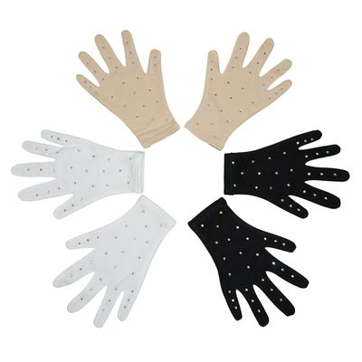 Skating Spirit Figure Skating Competition Thermal Gloves (1 Pair) Sparkle Rhinestone Decoration, for Performance Test Show Dance (Beige, Small)