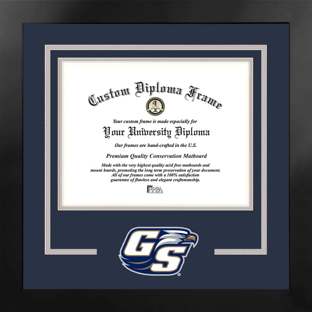 Campus Images Georgia Southern University Diploma Frame  12 x 15 Manhattan Black  Printed Logo  Navy & Gray Mats