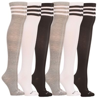 6 Pairs Of Yacht & Smith Womens Over the Knee Socks, Assorted Premium Soft, Cotton Colorful Patterned