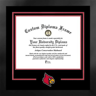 Campus Images University of Louisville 14 x 17 Manhattan Black Diploma Frame with PRINTED Logo, Black & Red Matting