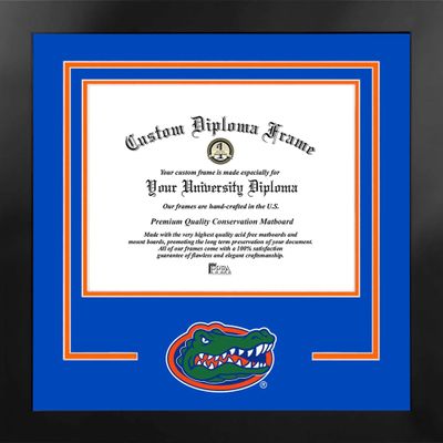 Campus Images University of Florida Diploma Frame 11.5 x 16, Manhattan Black with Royal & Orange Mats and Bonus Campus Lithograph, Officially Licensed