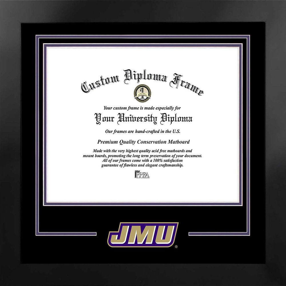 Campus Images James Madison University, 12 x 16 Manhattan Black  Printed Logo, Black & Purple