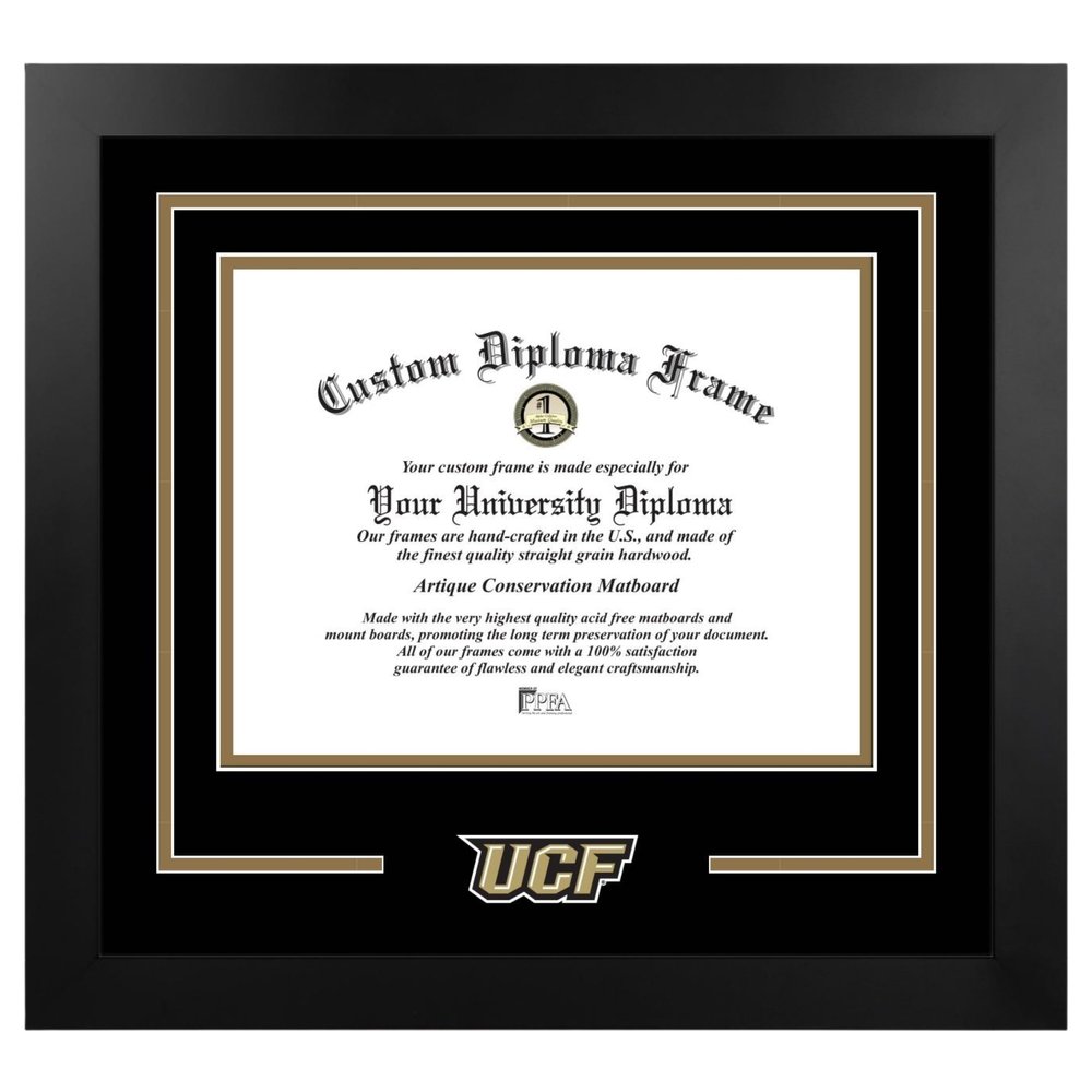 Campus Images University of Central Florida Diploma Frame 8.5 x 11  Manhattan Black Frame with Printed UCF Logo Official Graduation Display